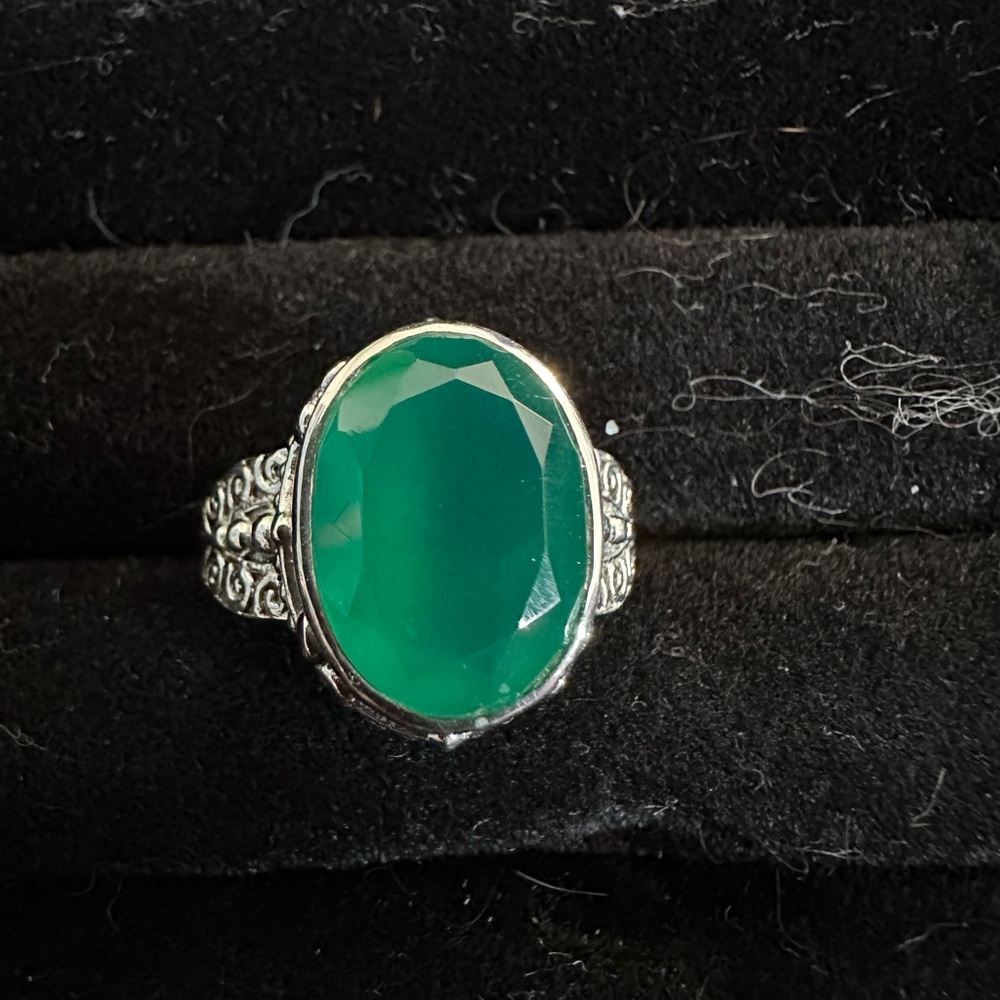 Sterling Silver Green Onyx Size 8